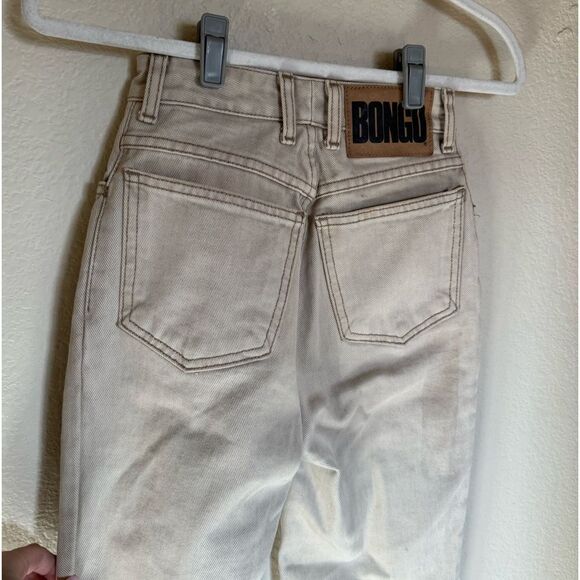 BONGO Denim - Vintage BONGO High Waisted Mom Jeans Sz‎ 0 Cream Tan Contrast Stitch Western